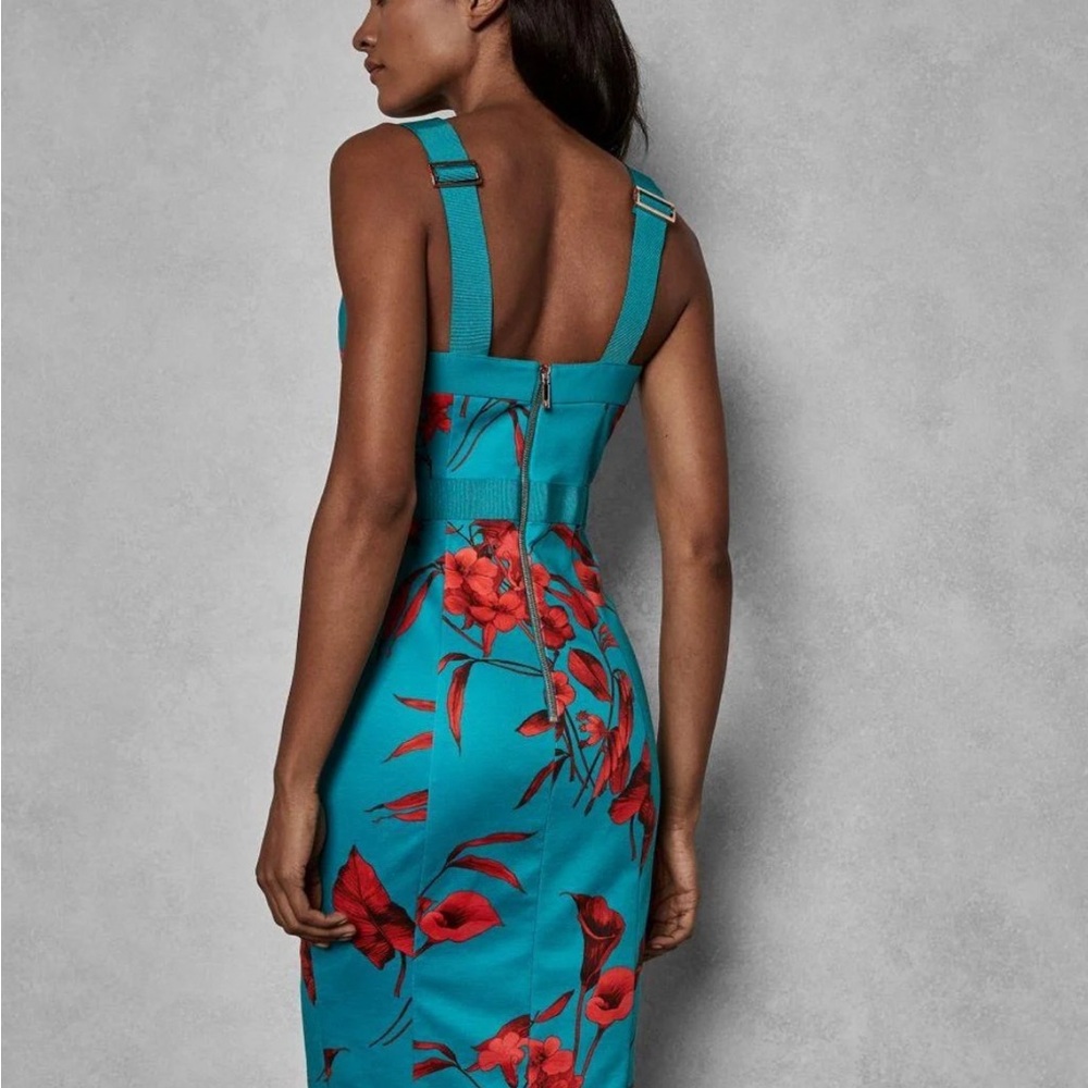 Ted Baker London Blue and Orange Midi Sheath Dress stunning